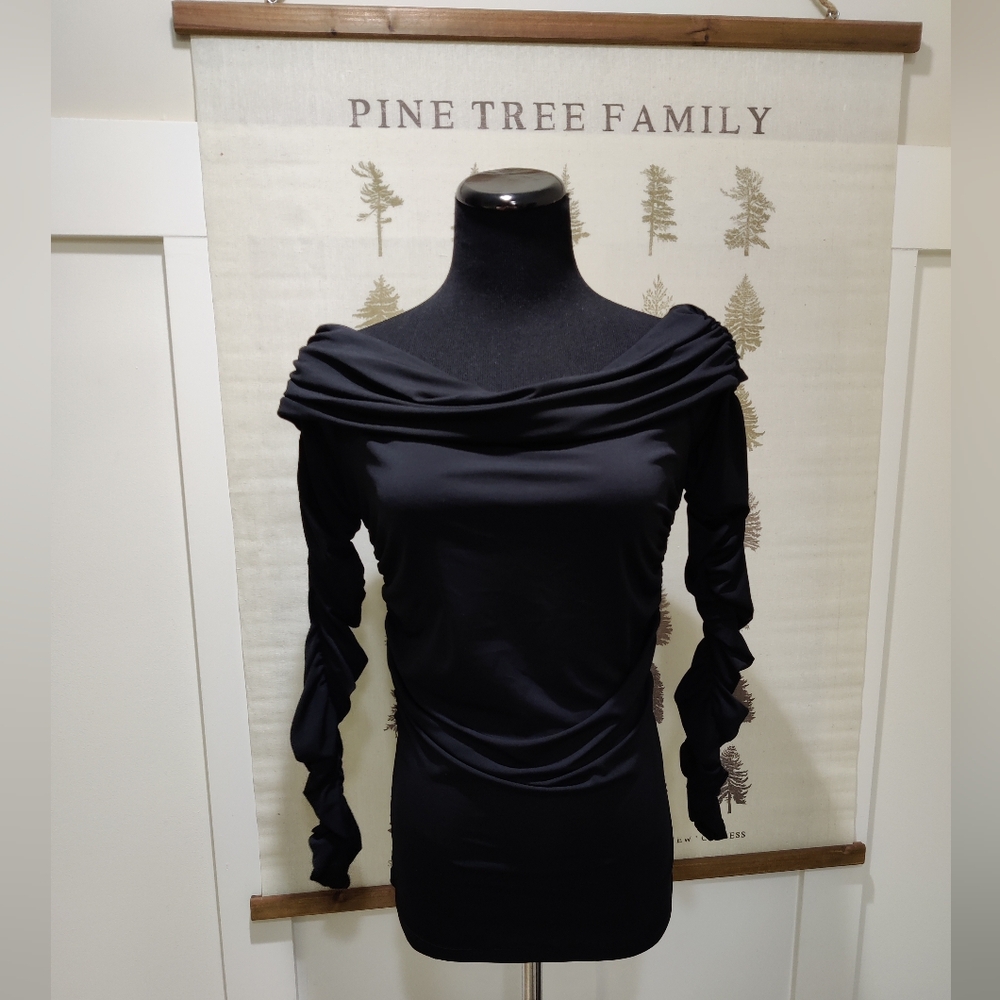 H&M Off the Shoulder Ruched Sleeve Blouse - Medium